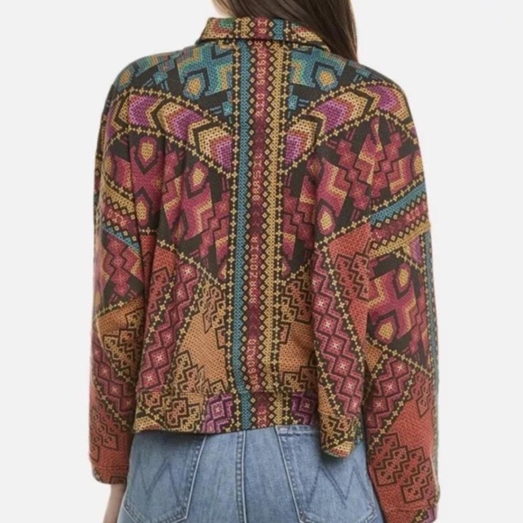 Farm Rio Oversized Collared Pullover sweatshirt with beaded buttons size XL - Picture 3 of 9